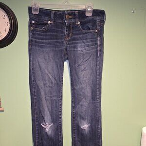 American Eagle Jeans Womens Size 2 Blue Super Stretch Denim Slim Boot Grunge